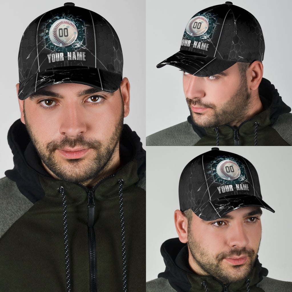 Custom Baseball Breaking Personalized Name Number – Classic Cap