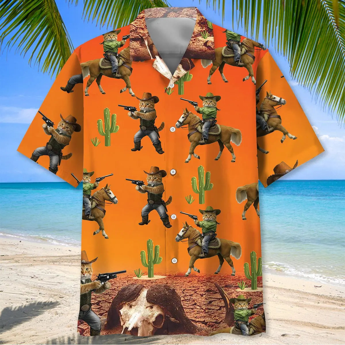 Funny Cat Cowboy Desert Hawaiian Shirt