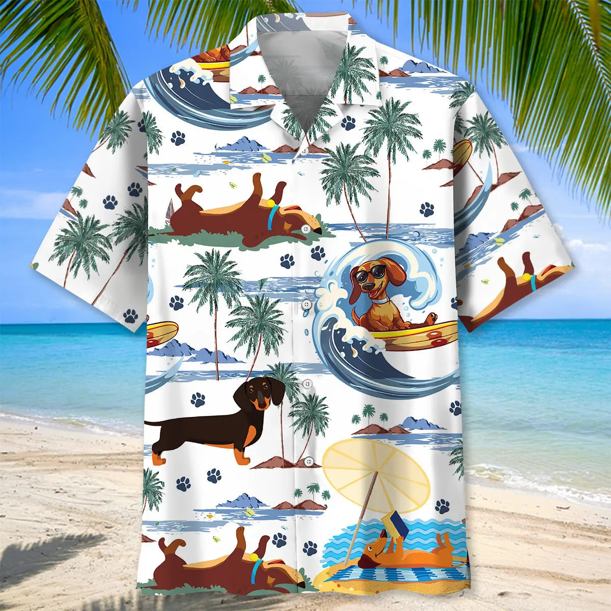 Funny Dachshunds Playing Hawaiian Shirt