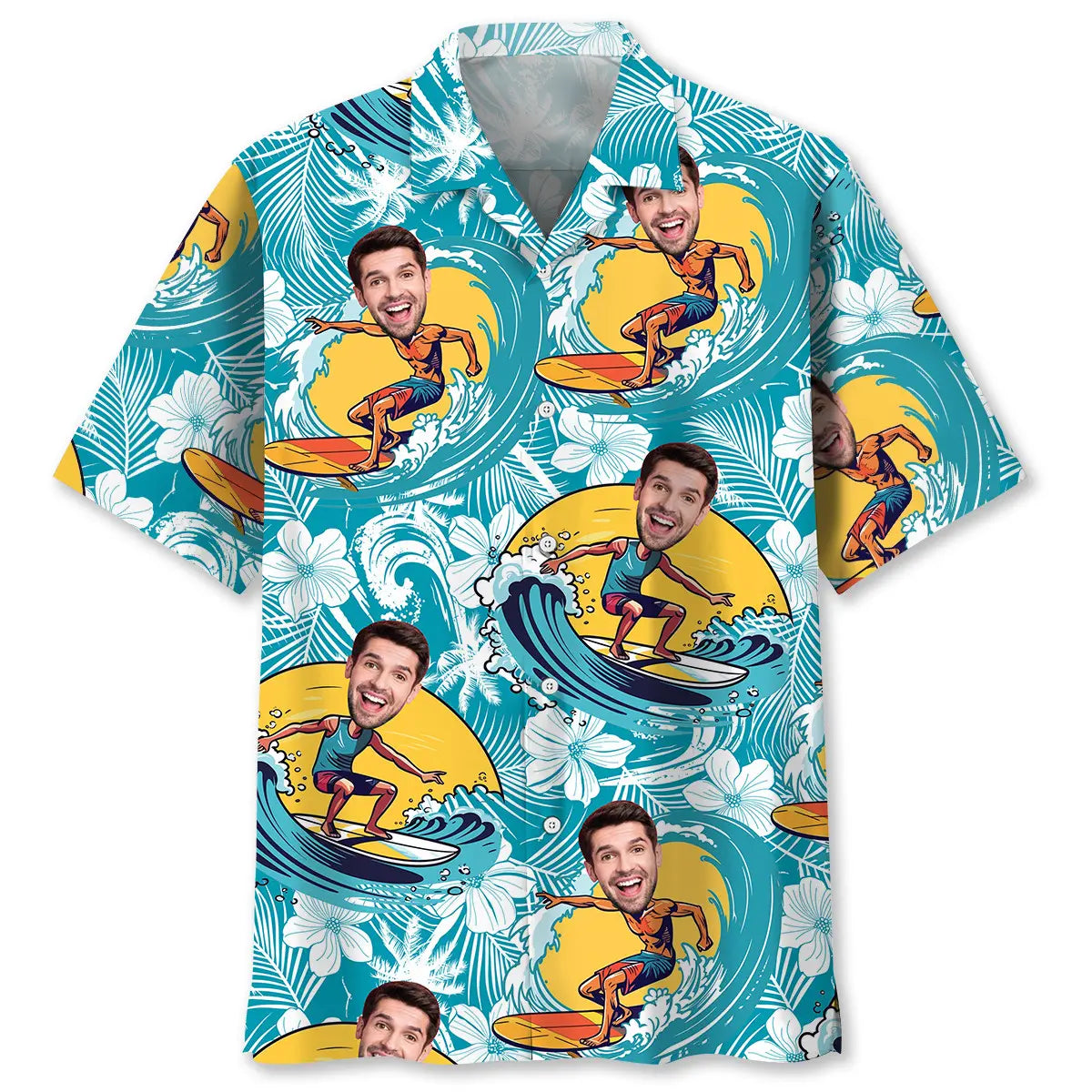 Funny Surfing Custom Photo Hawaiian Shirt