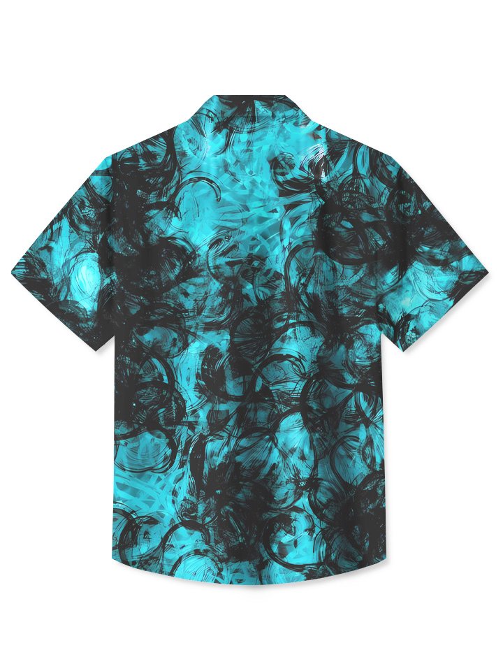 Geometric Dark Blue Summer Casual Vacation Hawaiian Shirt