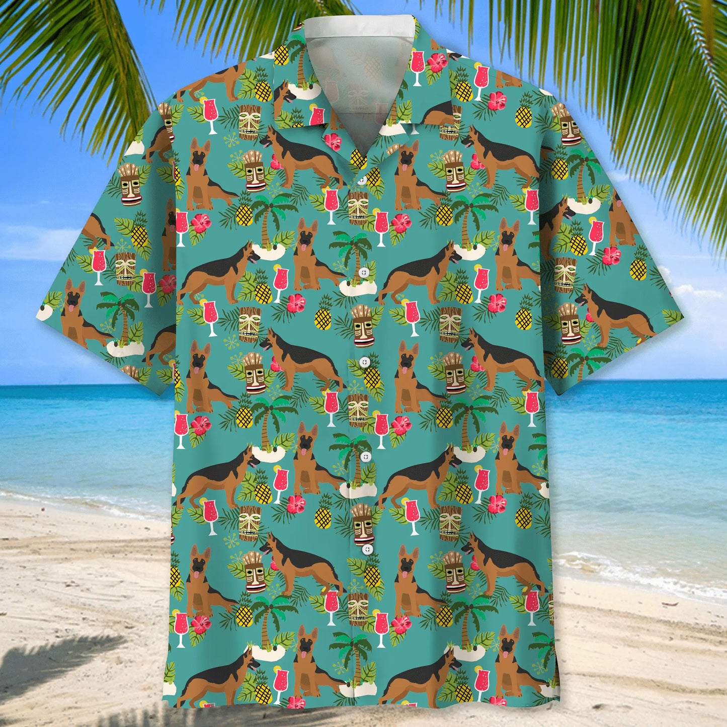 German Shepherd Hawaiian Beach Hawaiian Shirt