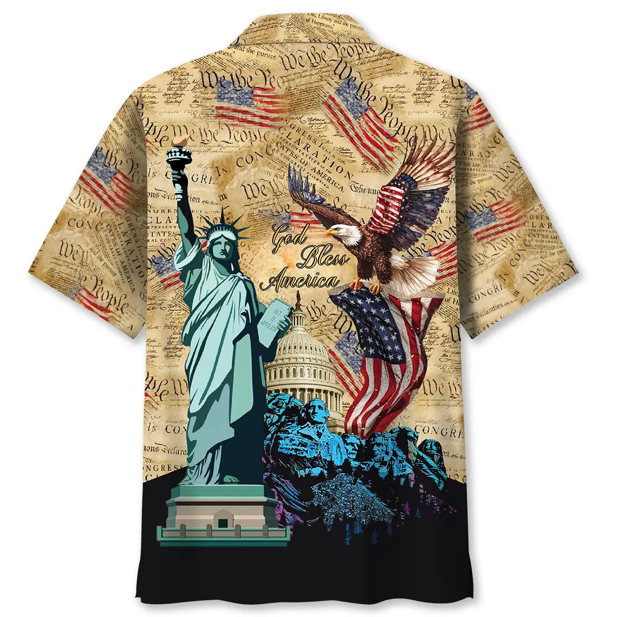 God Bless America Vintage Paper Hawaiian Shirt