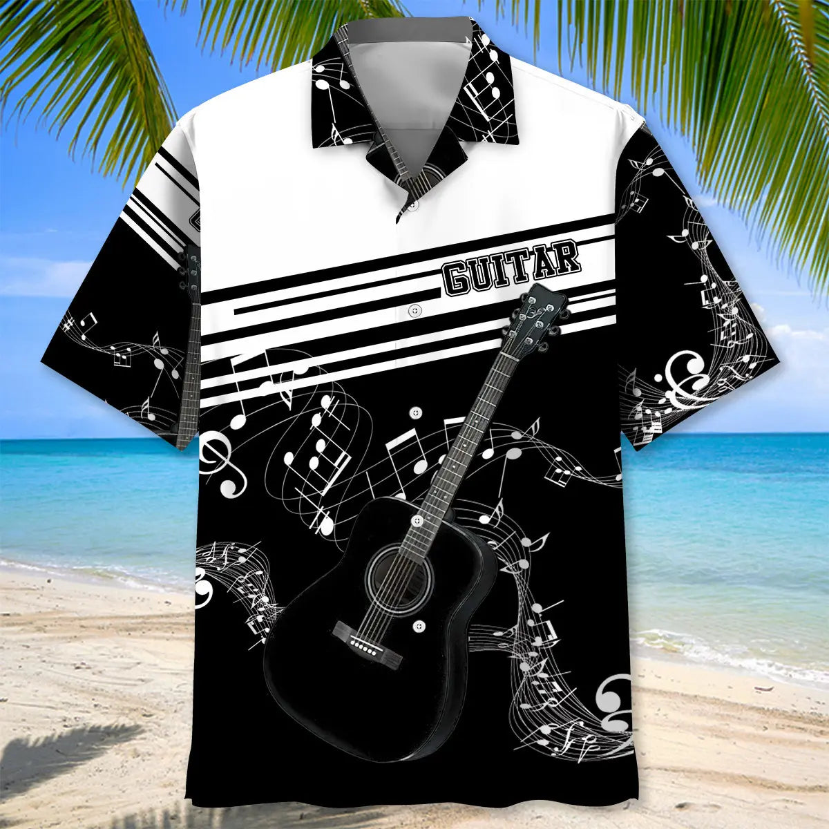 Guitar Black And White Hawaiian Shirt