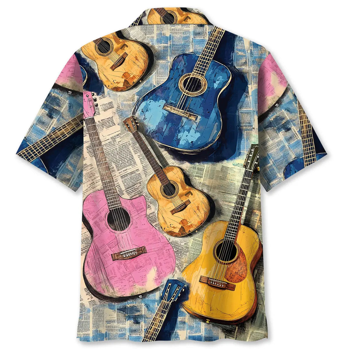 Guitar Vintage Newspaper Hawaiian Shirt