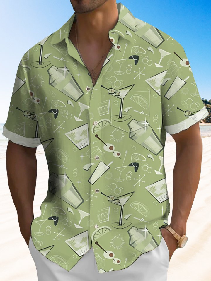Hawaiian Cocktail Party Vintage Mid-Century Geometric Hawaiian Shirt