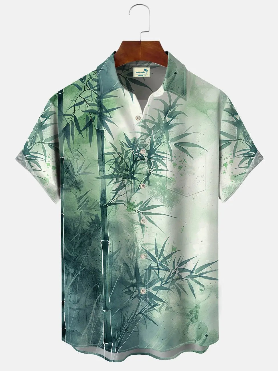 Hawaiian Plant Bamboo Ink Gradient Hawaiian Shirt