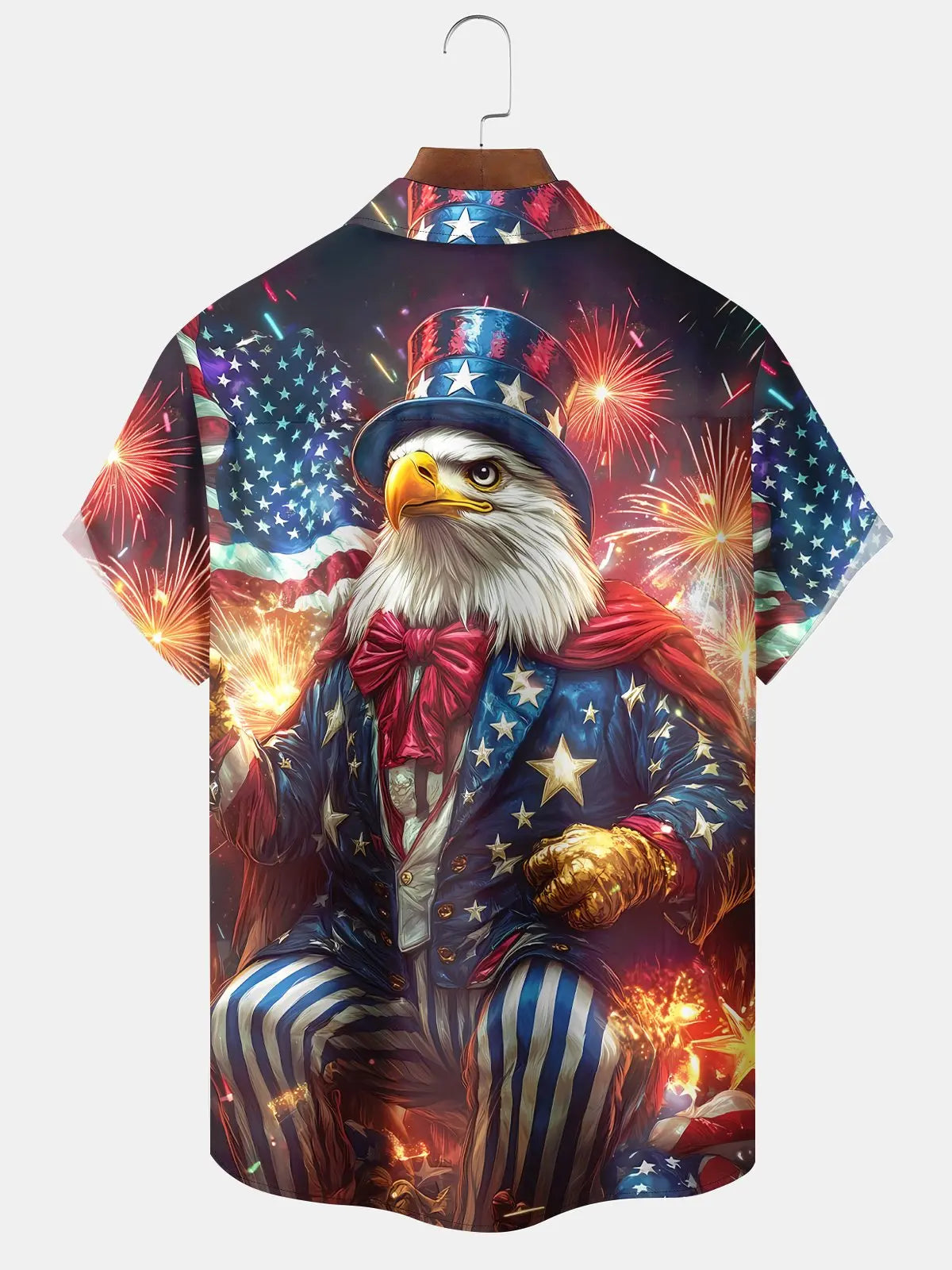 Holiday American Flag Eagle Independence Day Fireworks Hawaiian Shirt