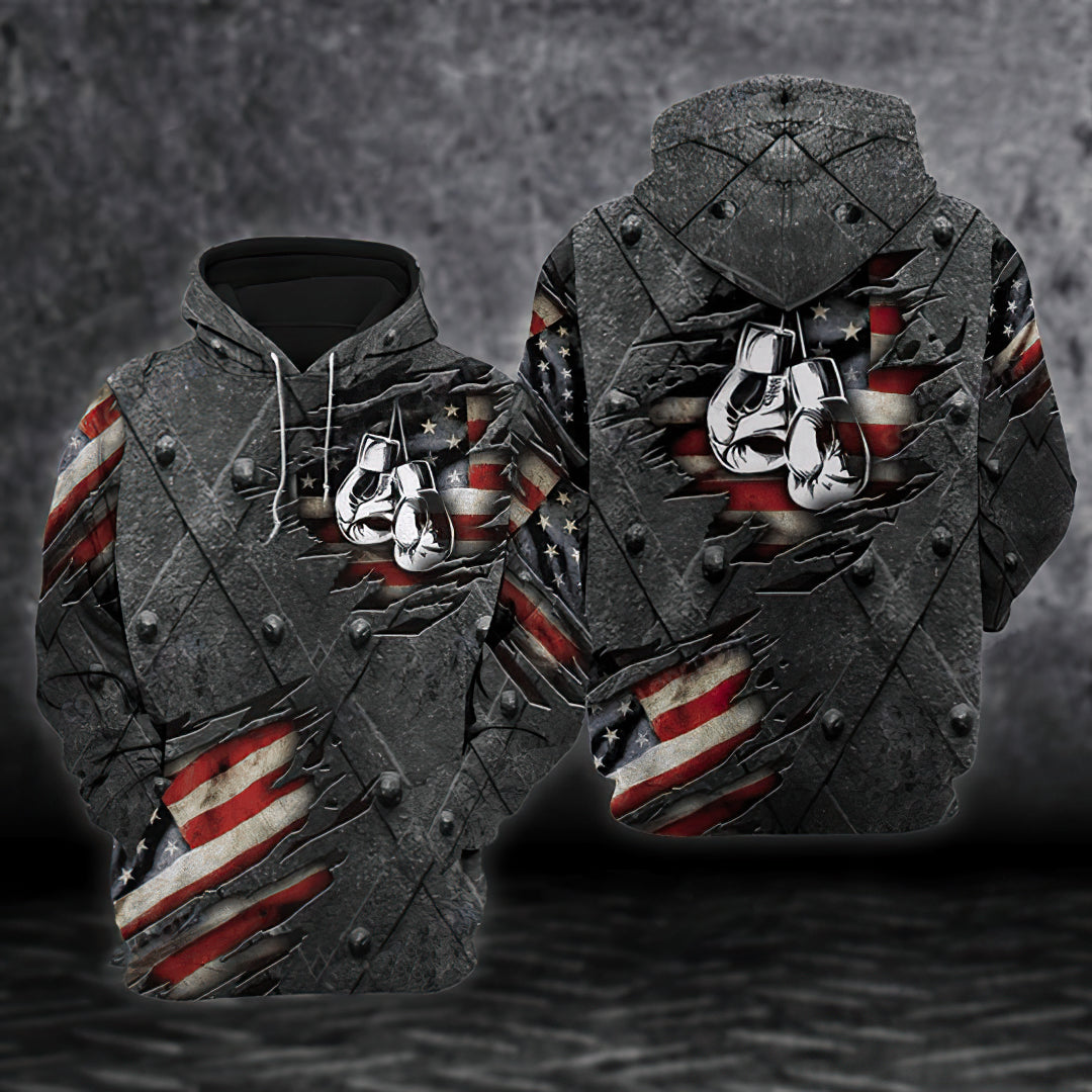 Boxing Usa Flag Pattern Art – 3D Hoodie