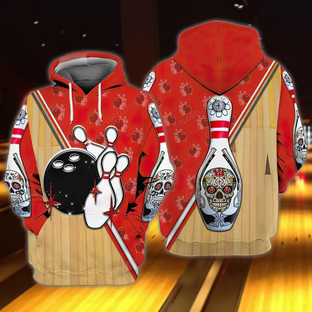 Bowling Ball Skull Art – 3D Hoodie