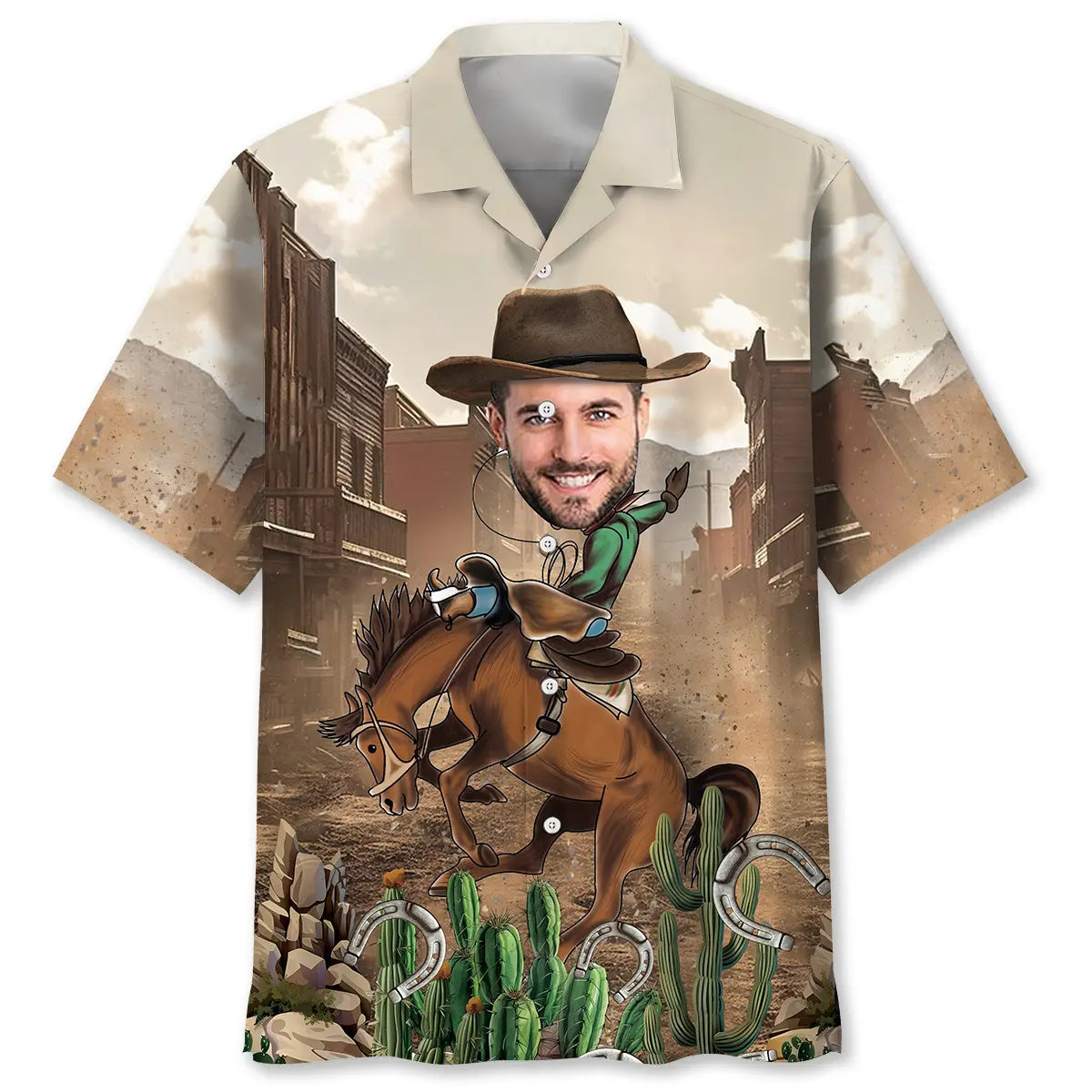 Horse Rodeo Western Custom Photo Hawaiian Shirt