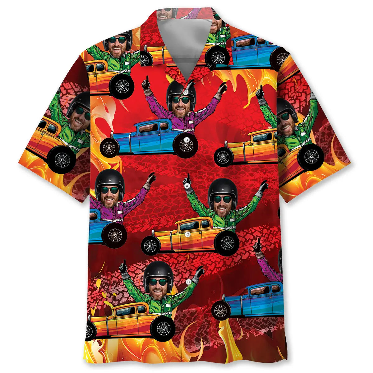 Hot Rod Racing Custom Photo Hawaiian Shirt