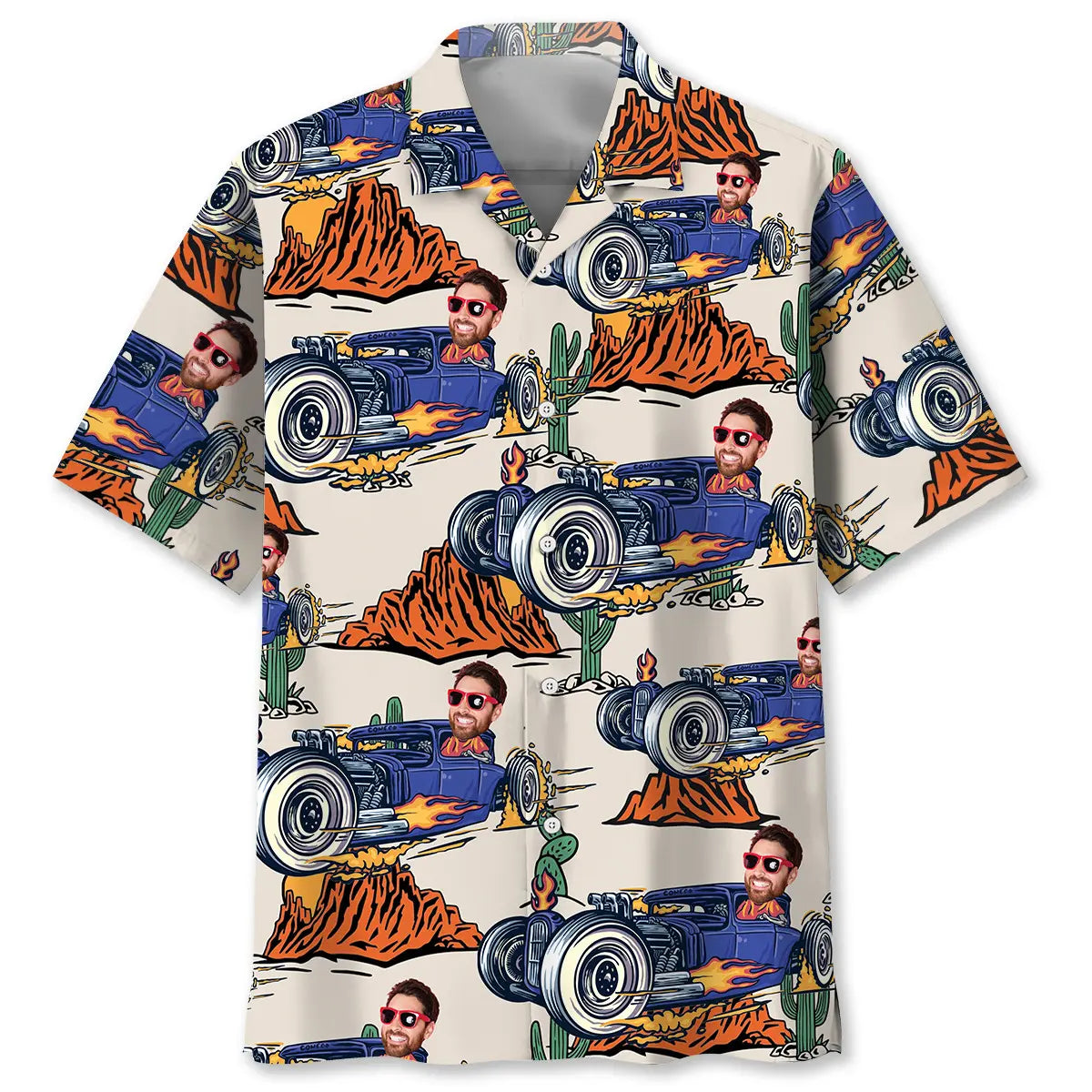 Hot Rod Racing Desert Custom Photo Hawaiian Shirt