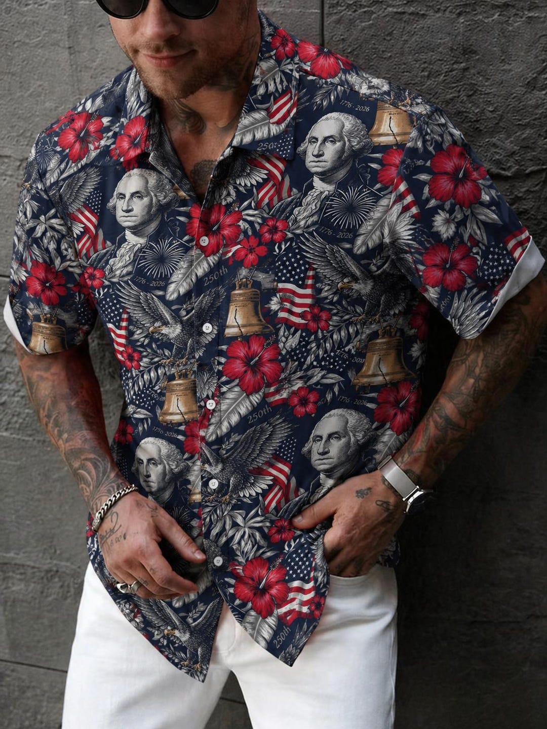 America 250th Anniversary George Washington Hawaiian Shirt