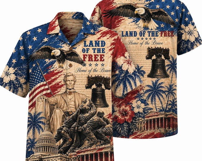 America 250th Anniversary Celebration Button Hawaiian Shirt