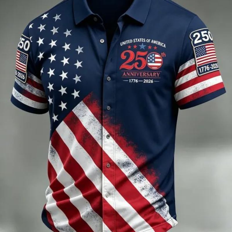 America 250th Anniversary Patriotic USA Flag Hawaiian Shirt
