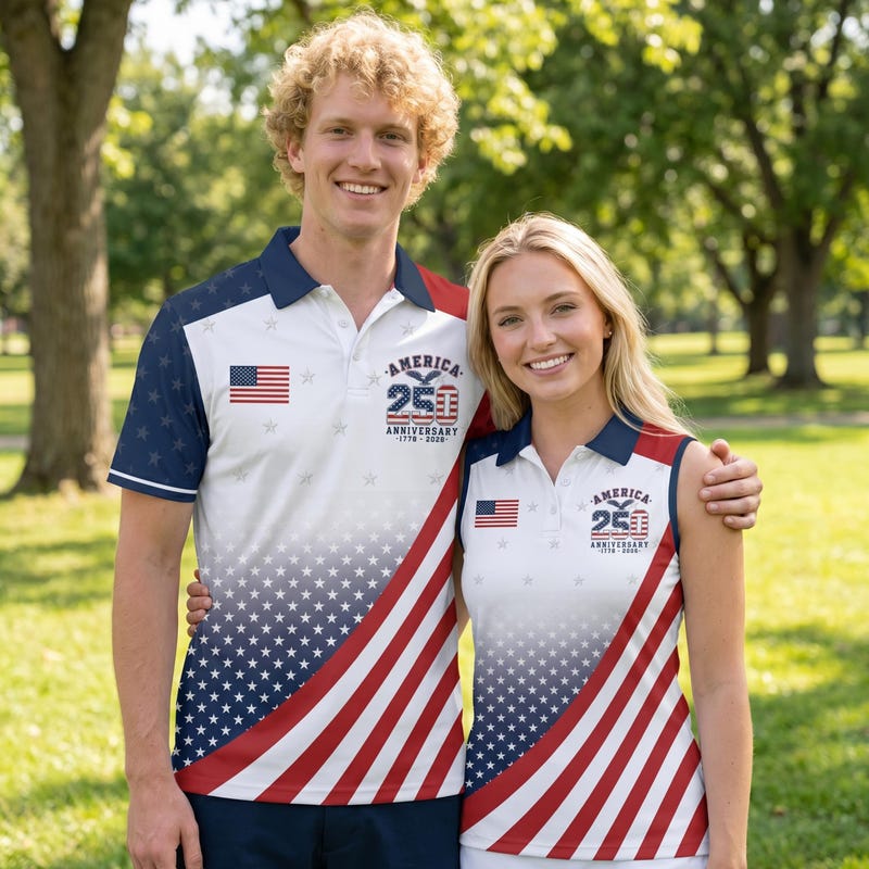 America 250th Anniversary Golf Flag Hawaiian Shirt 1776-2026