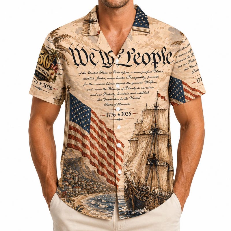 America 250th Anniversary We The People Button Hawaiian Shirt