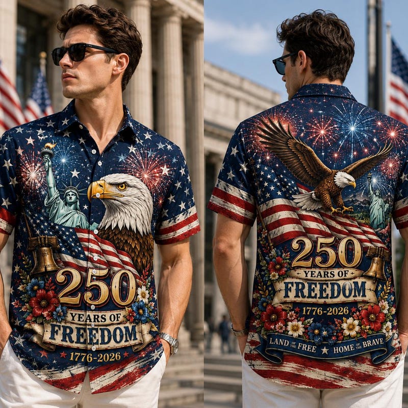 America 250th Anniversary United States Freedom Hawaiian Shirt