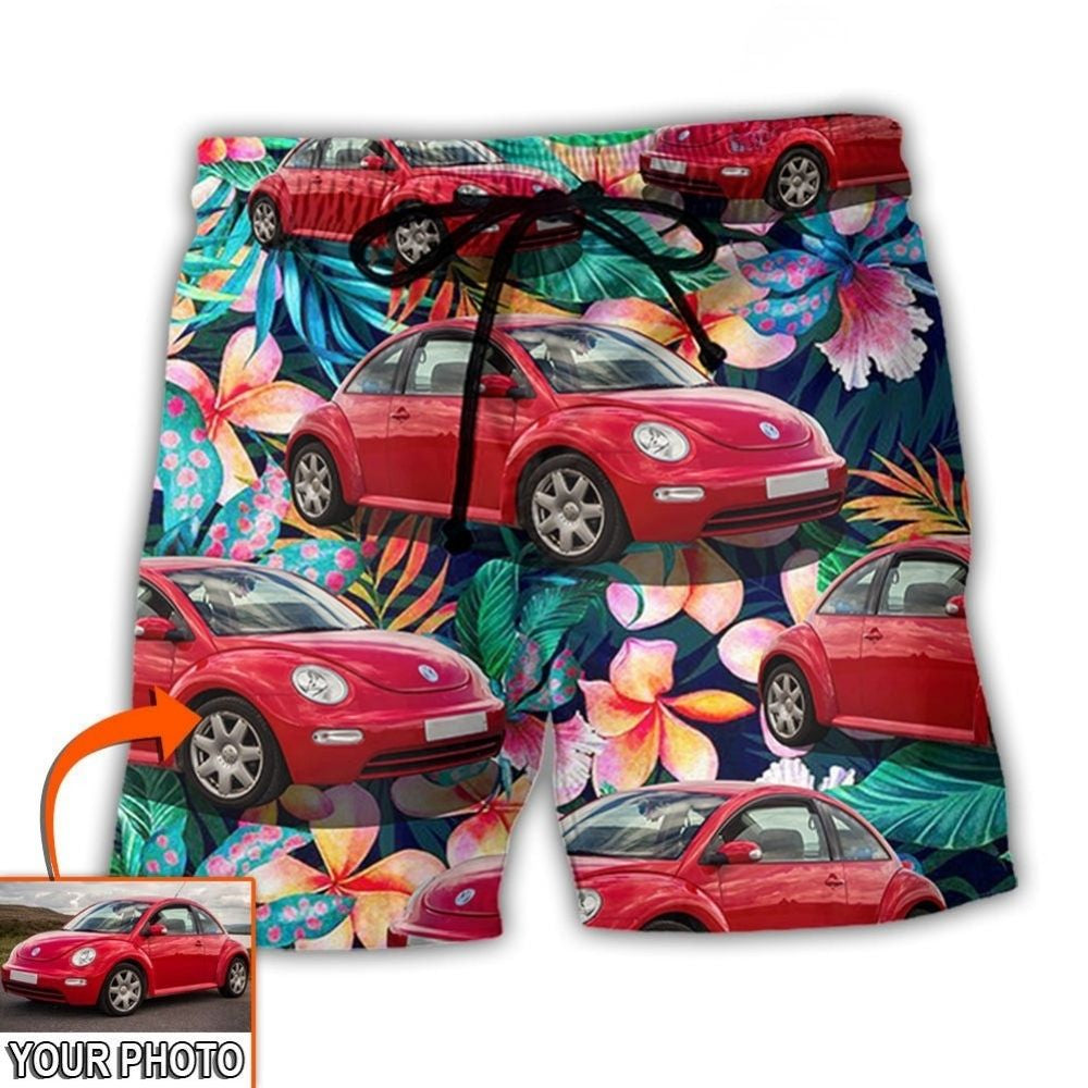 Car Beetle Luxury Tropical Custom Photo – Beach Short
