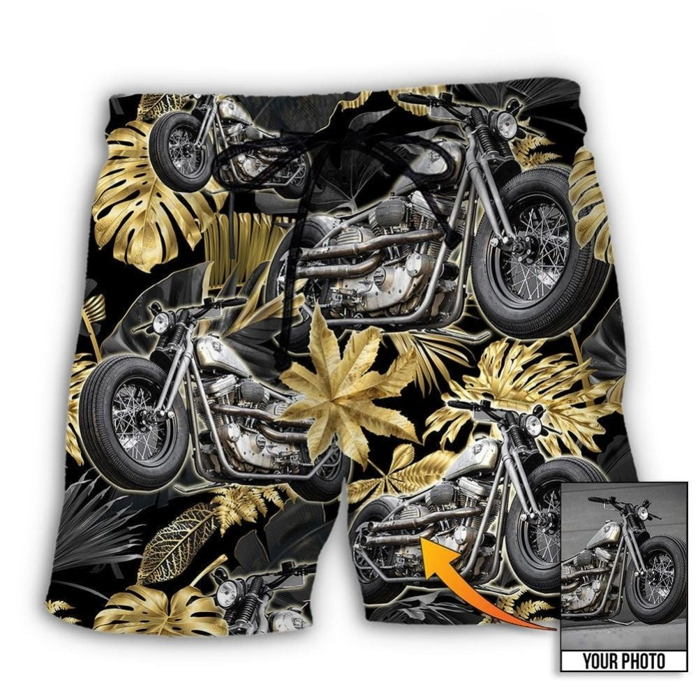 Bobber Motorcycle Tropical Style Custom Photo – Beach Short