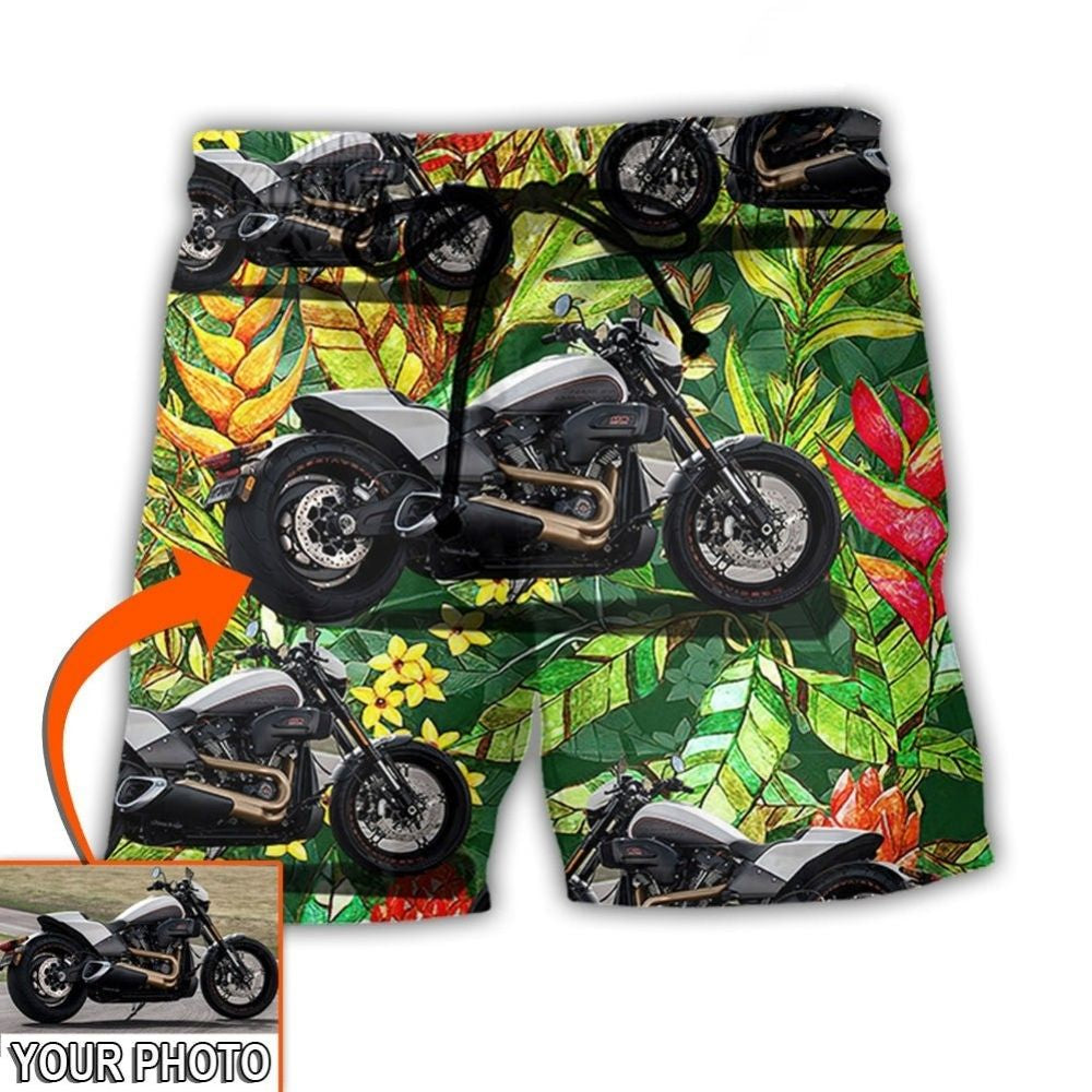 Motorcycle Cool Style Tropical Custom Photo – Beach Short