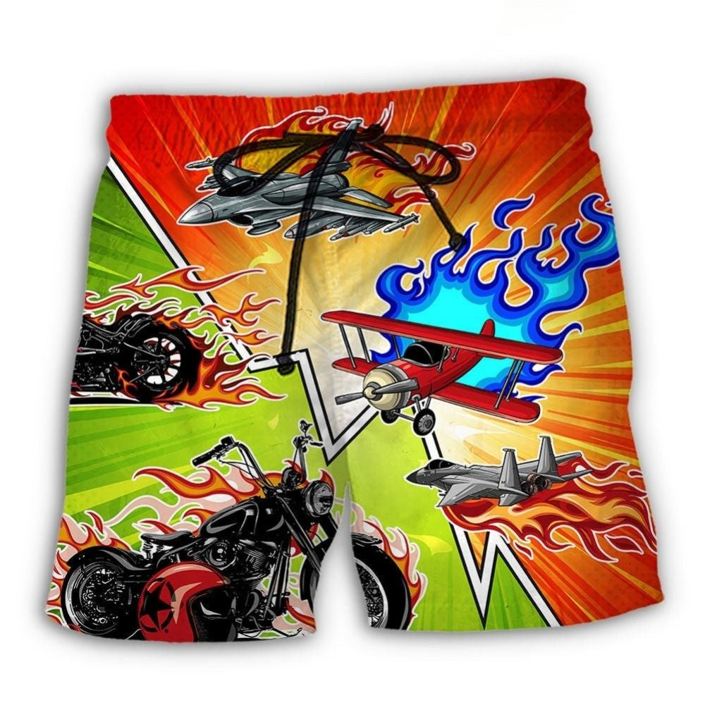 Motorcycle Airplane Lover – Beach Short