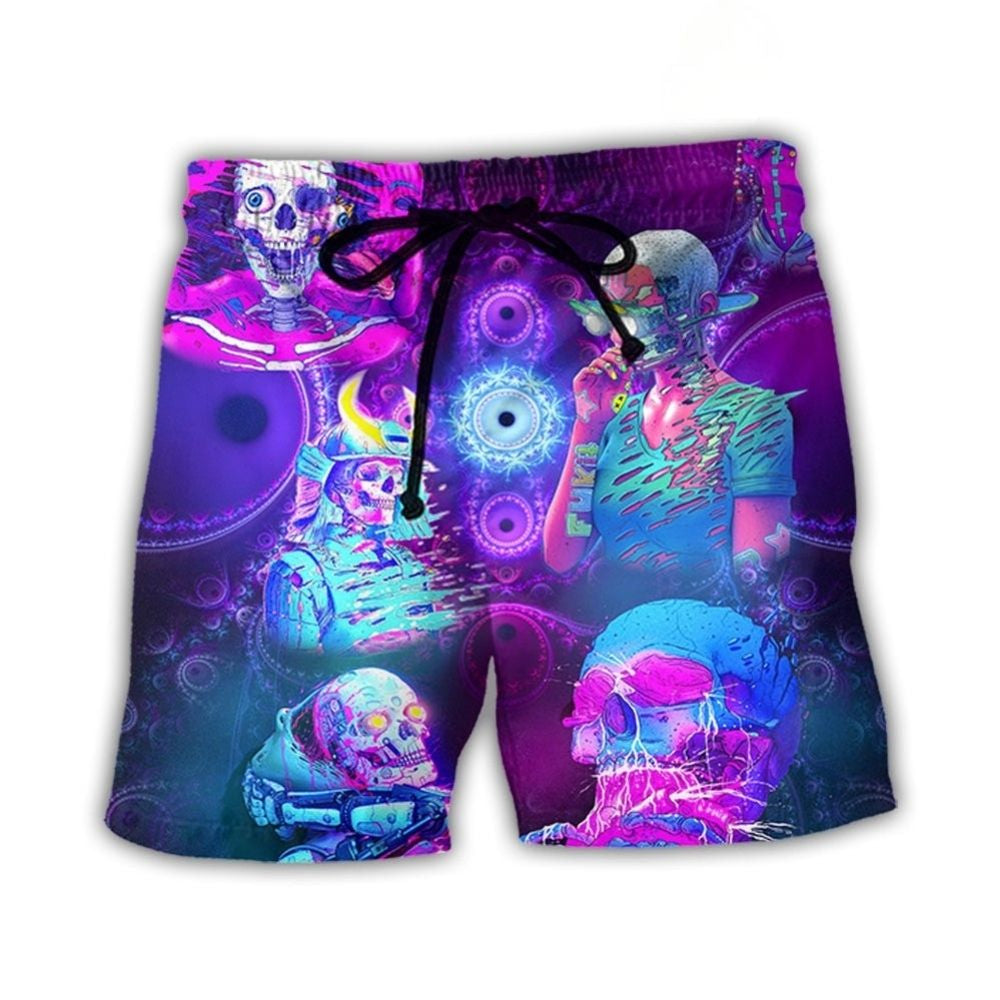Skull Psychic Face Future Purple Style – Beach Short