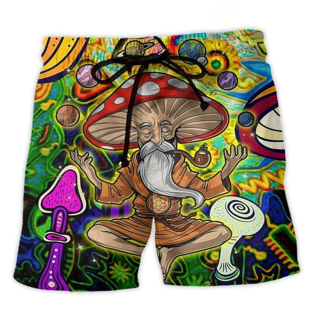 Hippie Mushroom Witch Colorful Art – Beach Short