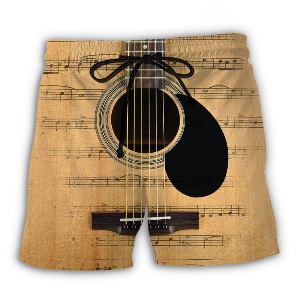 Guitar Retro Music Notes – Beach Short