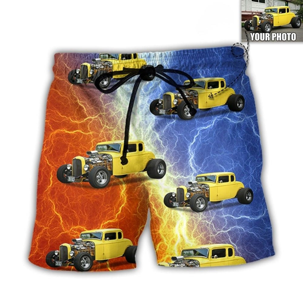 Hot Rod Lover Various Style Custom Photo – Beach Short