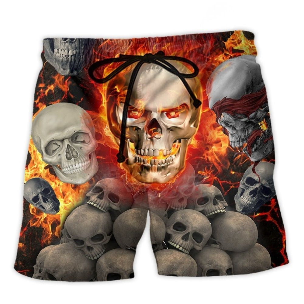 Skull Lava On Fire Cool Style - Beach Short
