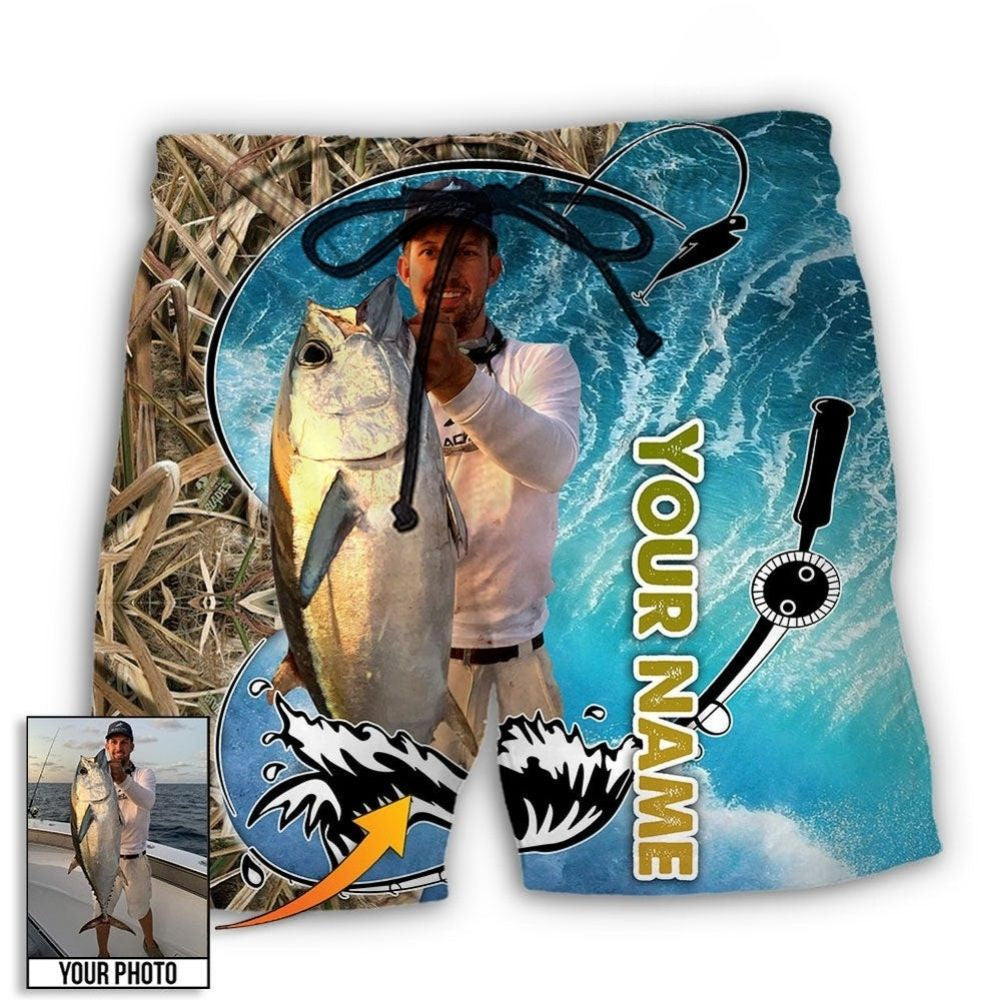 Fishing Blue Water Custom Photo Personalized – Beach Short