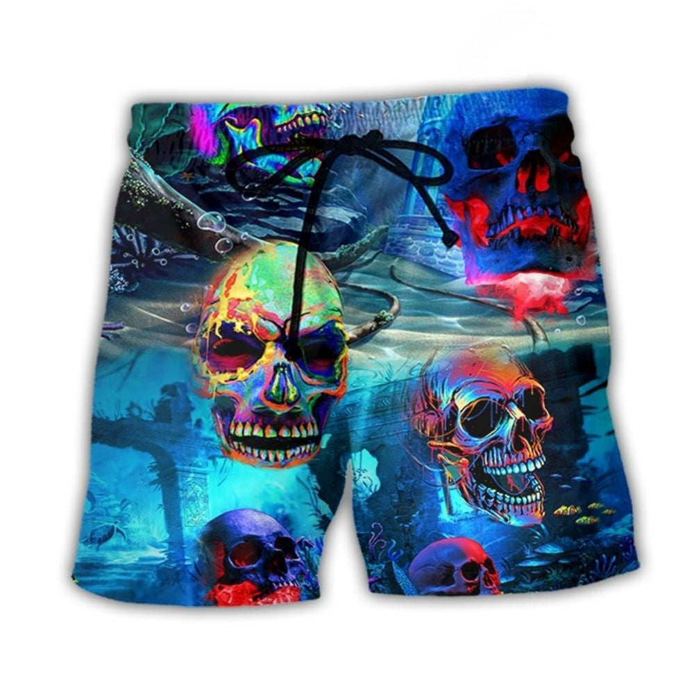Skull Deep In The Ocean Design – Beach Short