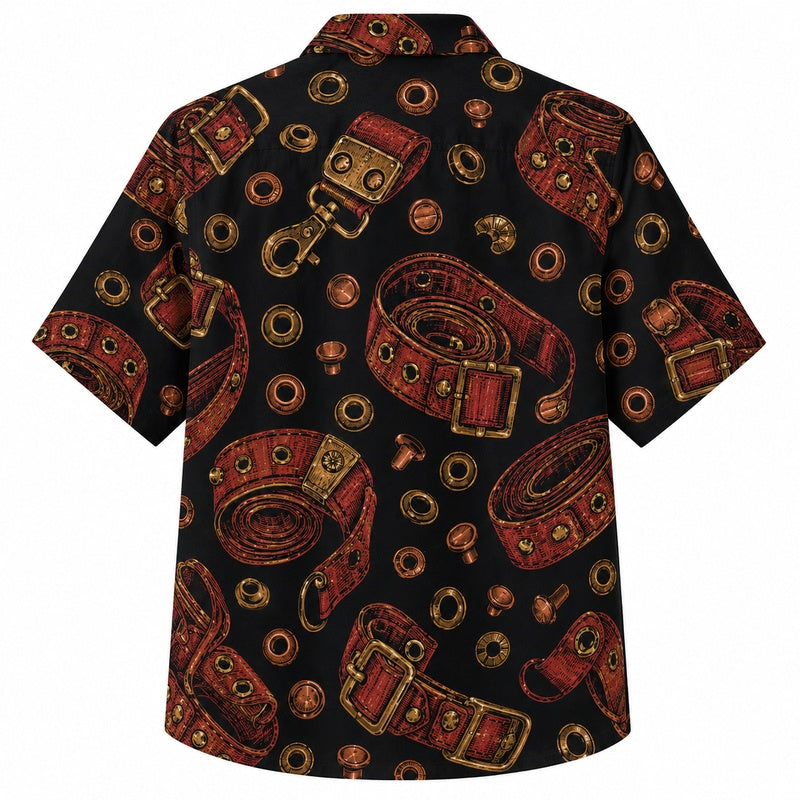 Labor Day Hawaiian Shirt- Workshop Tools and Lantern Badge for Summer