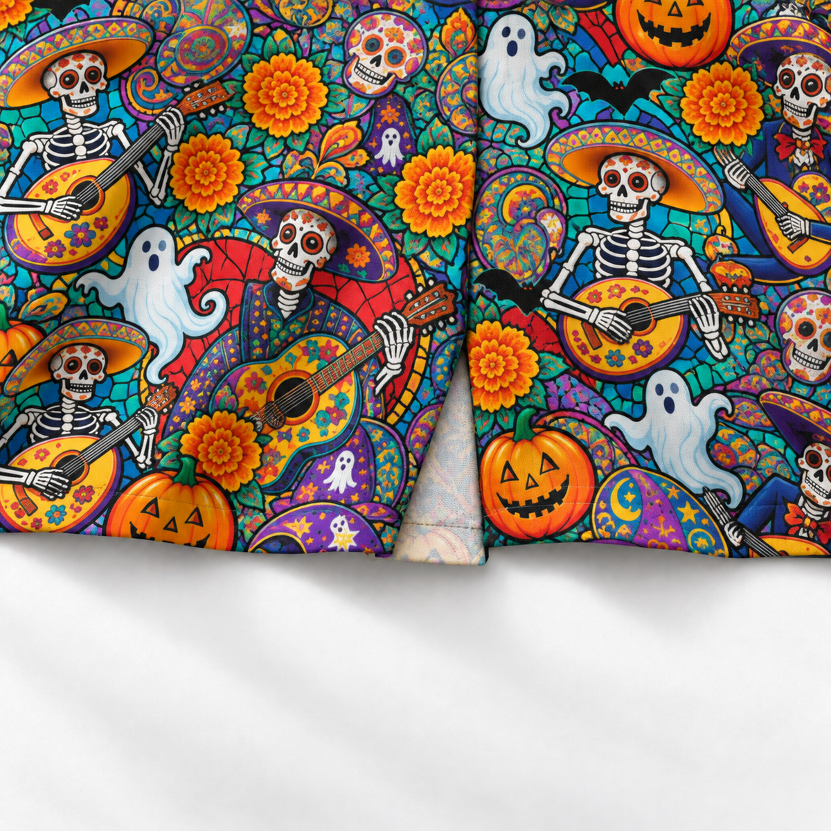 Men's Halloween 2026 Marigold Skeleton Serenade Hawaiian Shirt