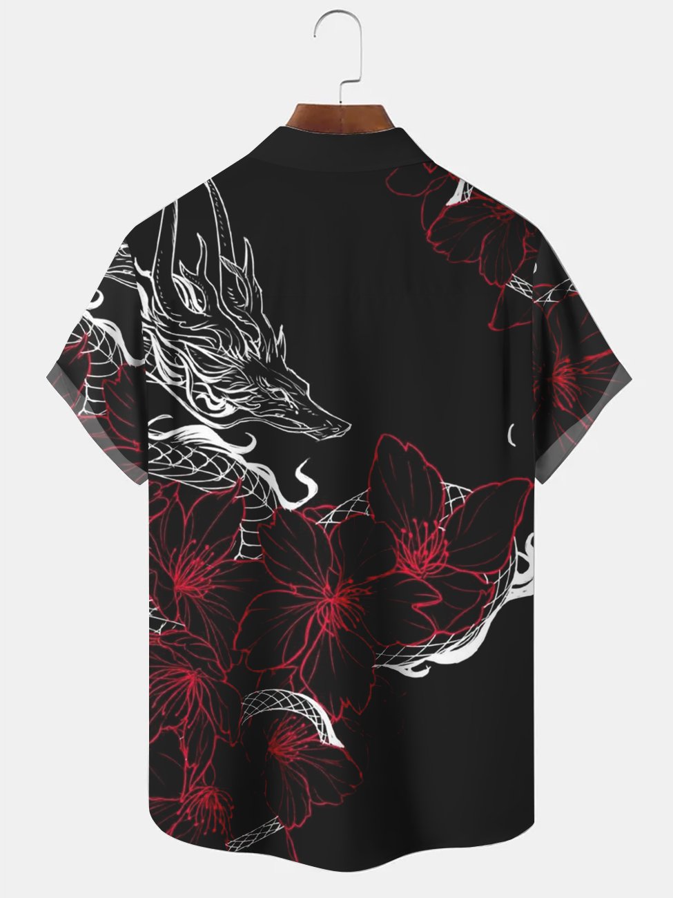Men's Abstract Eastern Dragon Illustration Casual Hawaiian Shirt