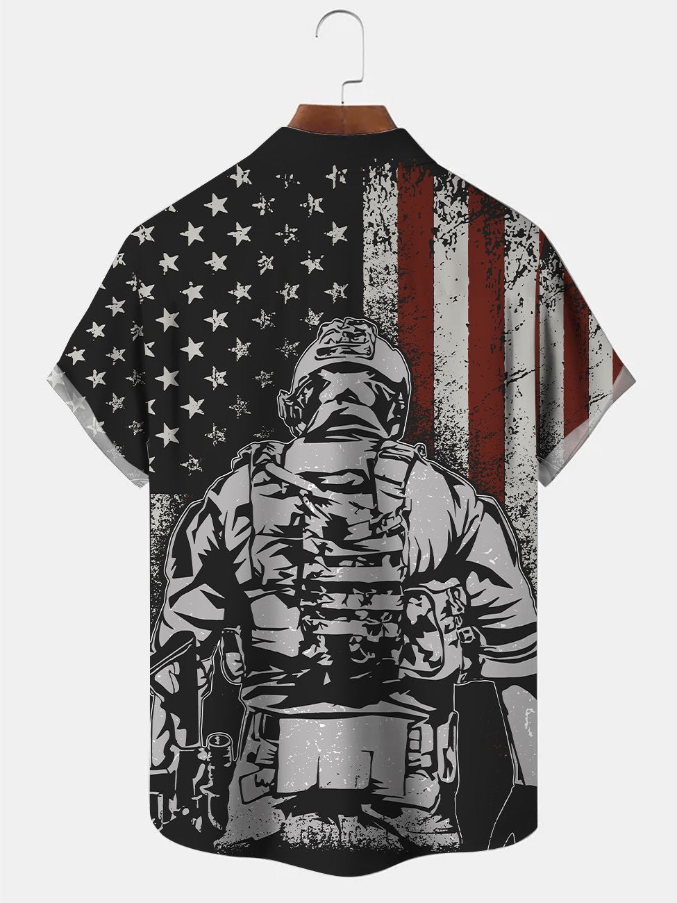 Men's American Flag Soldier Hawaiian Shirt