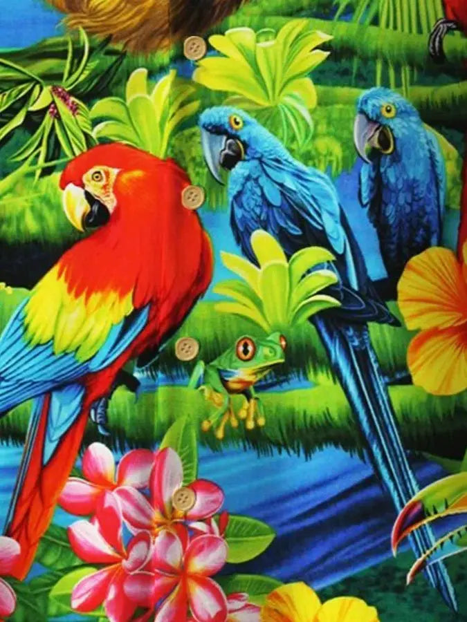 Men's Parrot Print Casual Breathable Hawaiian Shirt