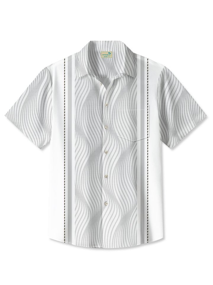 Men's Retro 3D Geometric Print Textured Bowling Hawaiian Shirt