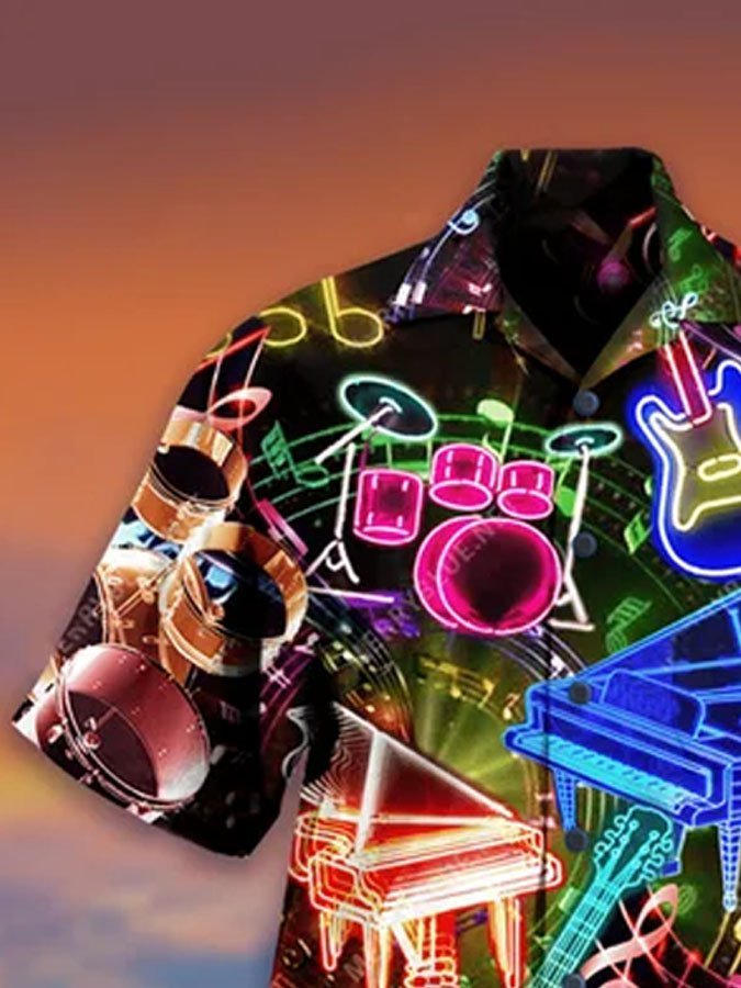 Men's Where Words Fail Music Speaks colorful hawaiian shirt