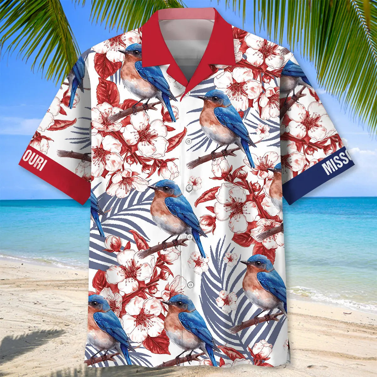 Missouri State Eastern Bluebird White Hawaiian Shirt