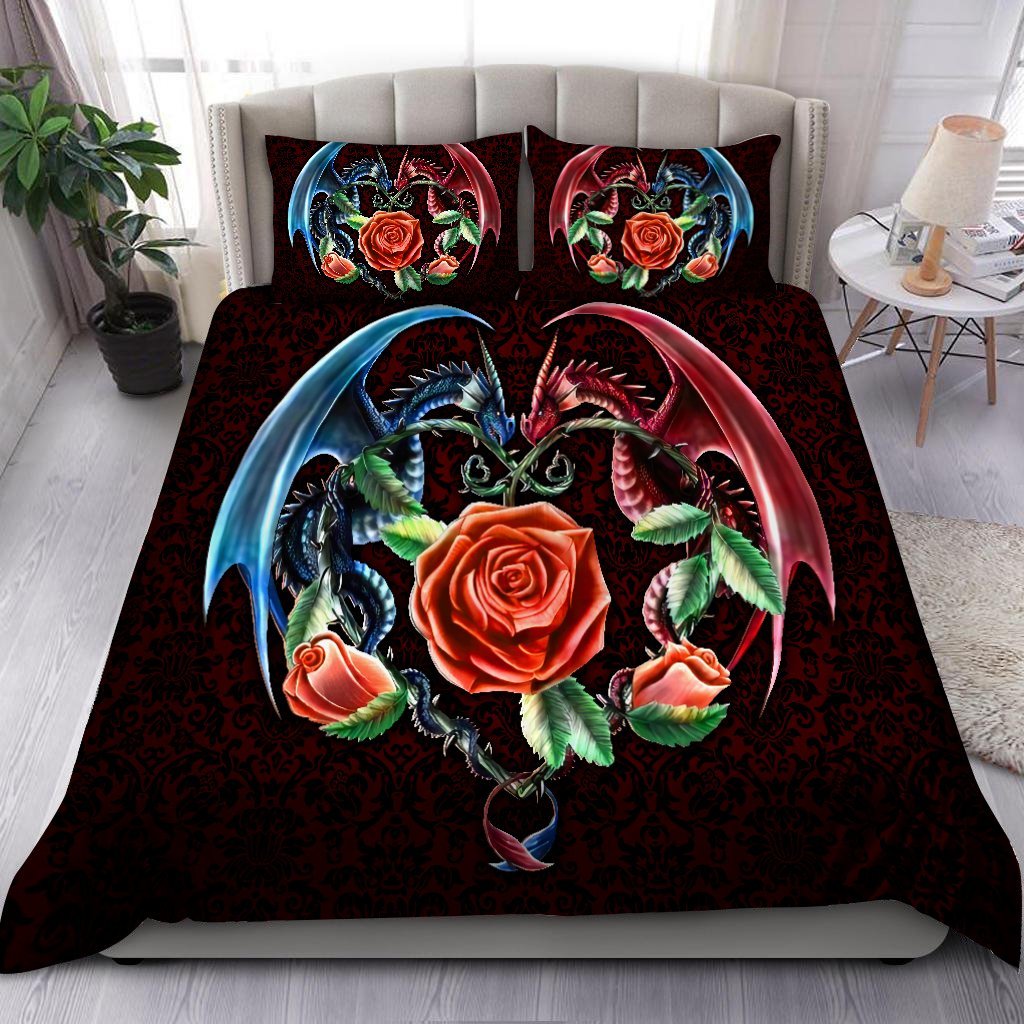 Dragon Rose Fantasy Bedding Cover For Fantasy Bedroom Decor