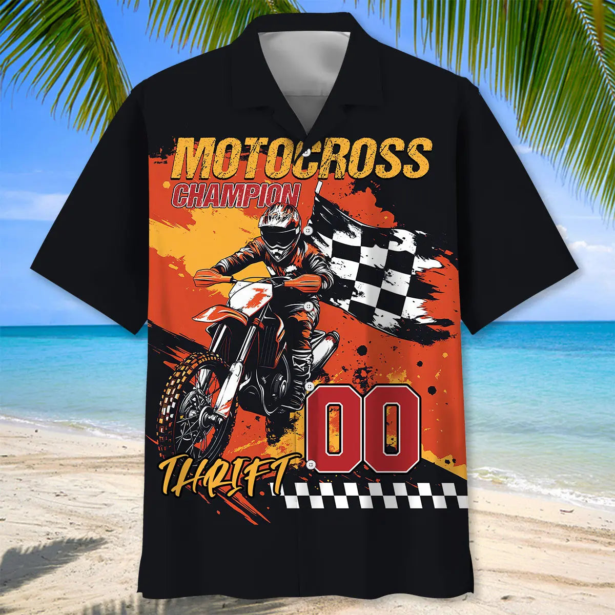 Motocross Champion Hawaiian Shirt Custom Number