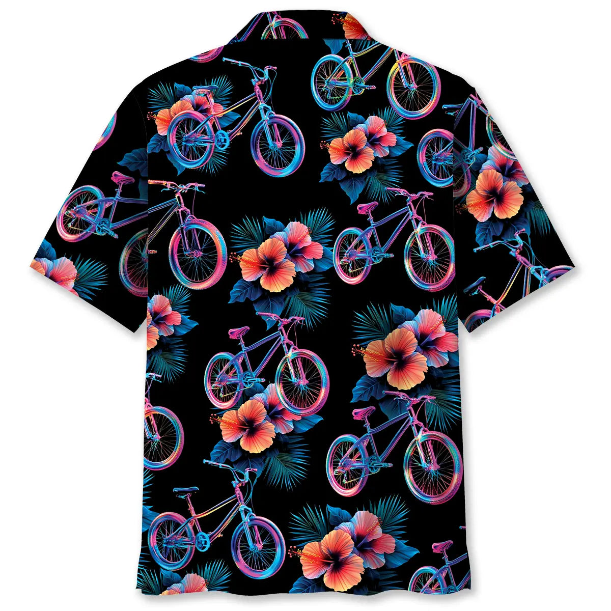 Mountain Bike Hibiscus Hologram Hawaiian Shirt