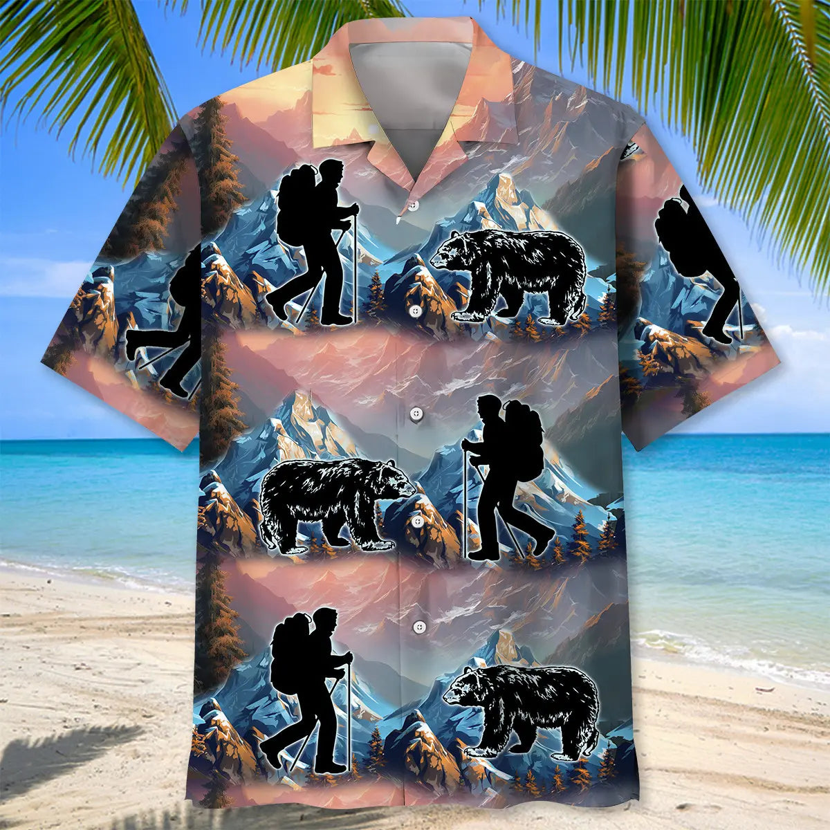 Mountain Hiking With Bear Hawaiian Shirt