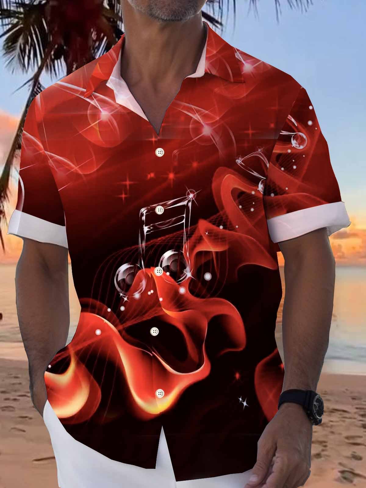 Music Instrument Men's Button Down Hawaiian Shirt