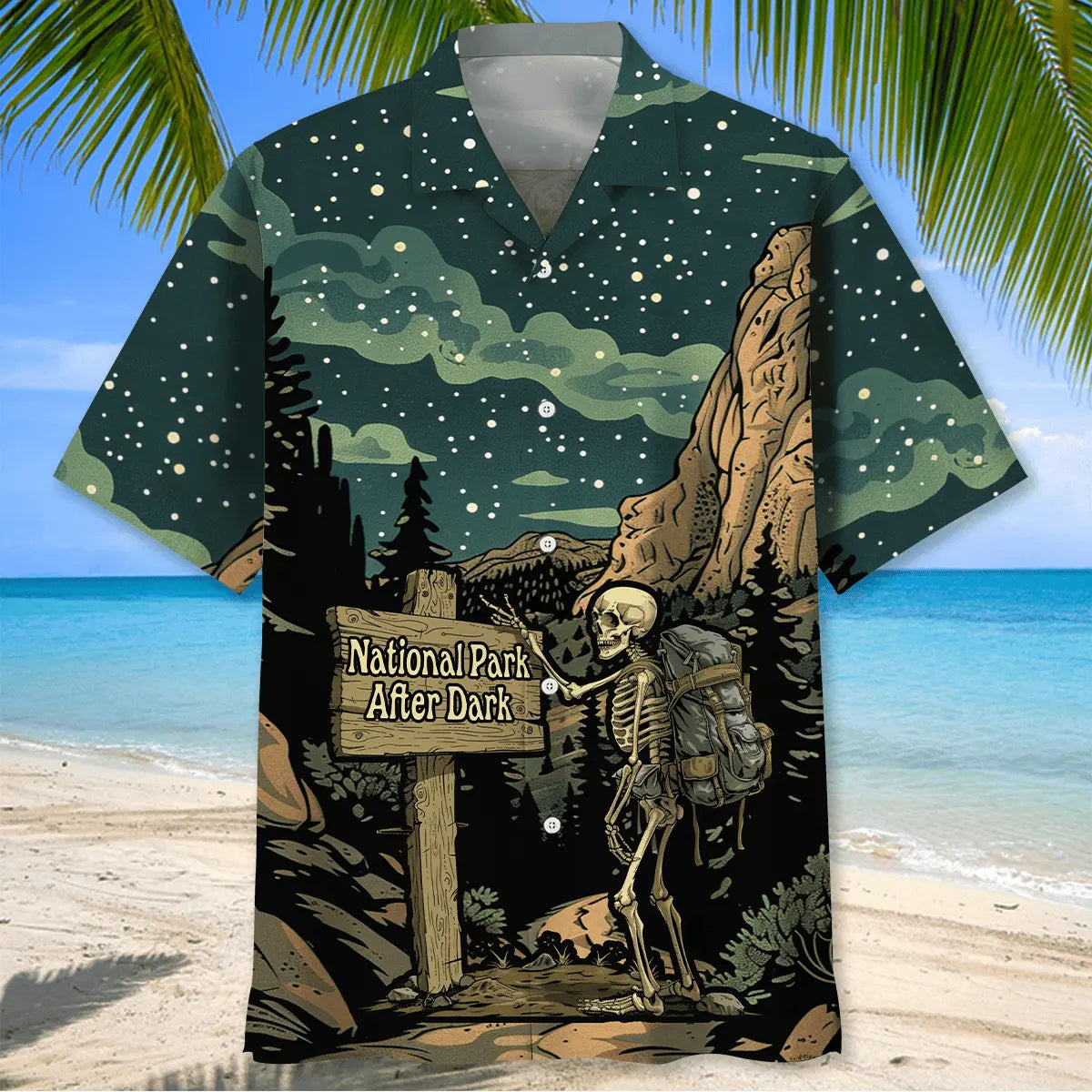 National Park After Dark Skull Hawaiian Shirt
