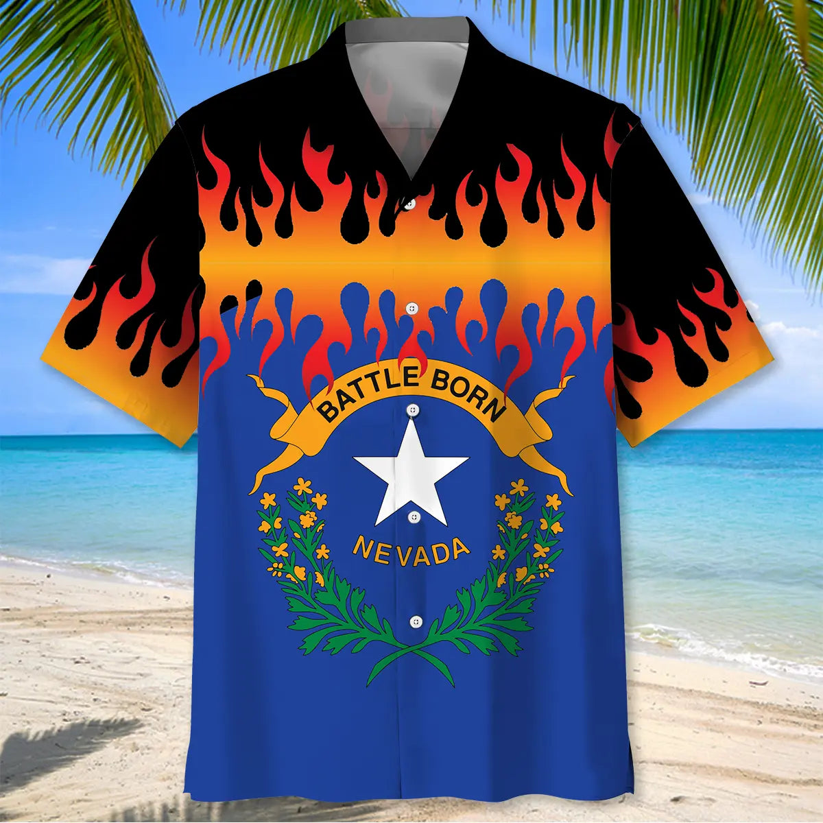Nevada State Flames Hawaiian Shirt