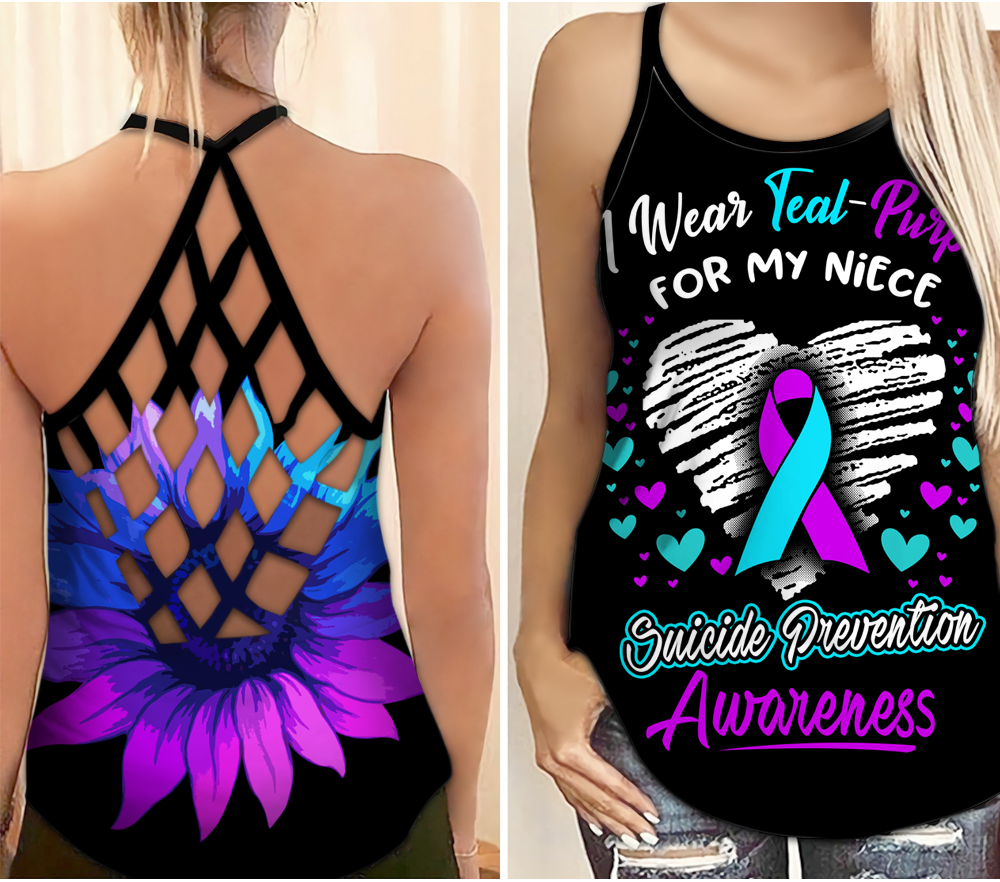 Suicide Awareness Wear Teal Purple For My Niece – Hollow Tank Top